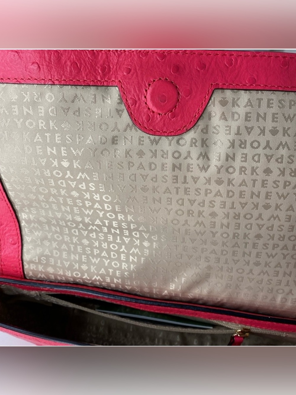 EUC Kate Spade Charm City Joleen Ostrich Embossed Bow Shoulder Bag Desert Rose - Picture 11 of 13